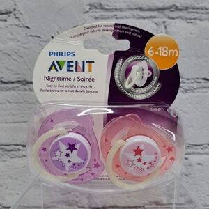 PHILIPS AVENT NIGHTTIME PACIFIERS 'STARZY' GLOW-IN-DARK SOOTHING COMFORT